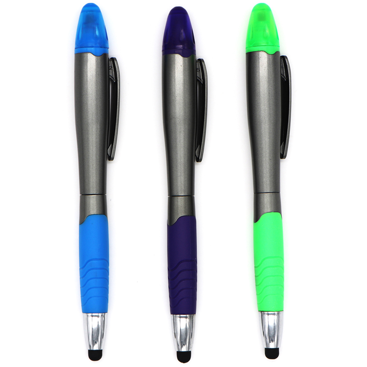 Multifunctional double-end highlighter touch screen ballpoint pen